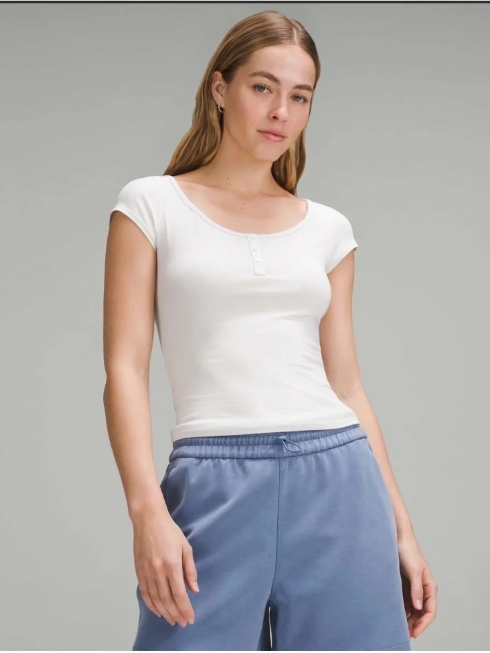 lululemon athletica Cap Sleeve Henley M Light Vapor